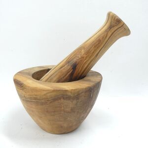 Wooden Mortar and Pestle Vintage Olive? Solid Wood Farmhouse Kitchen Primitive